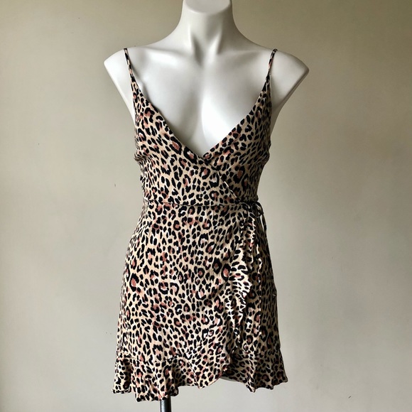 🌼 ASOS Bershka Leopard Print Wrap Front Mini Dress, S - Picture 10 of 15